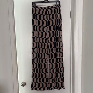 Black and Taupe Wave Print textured pants
